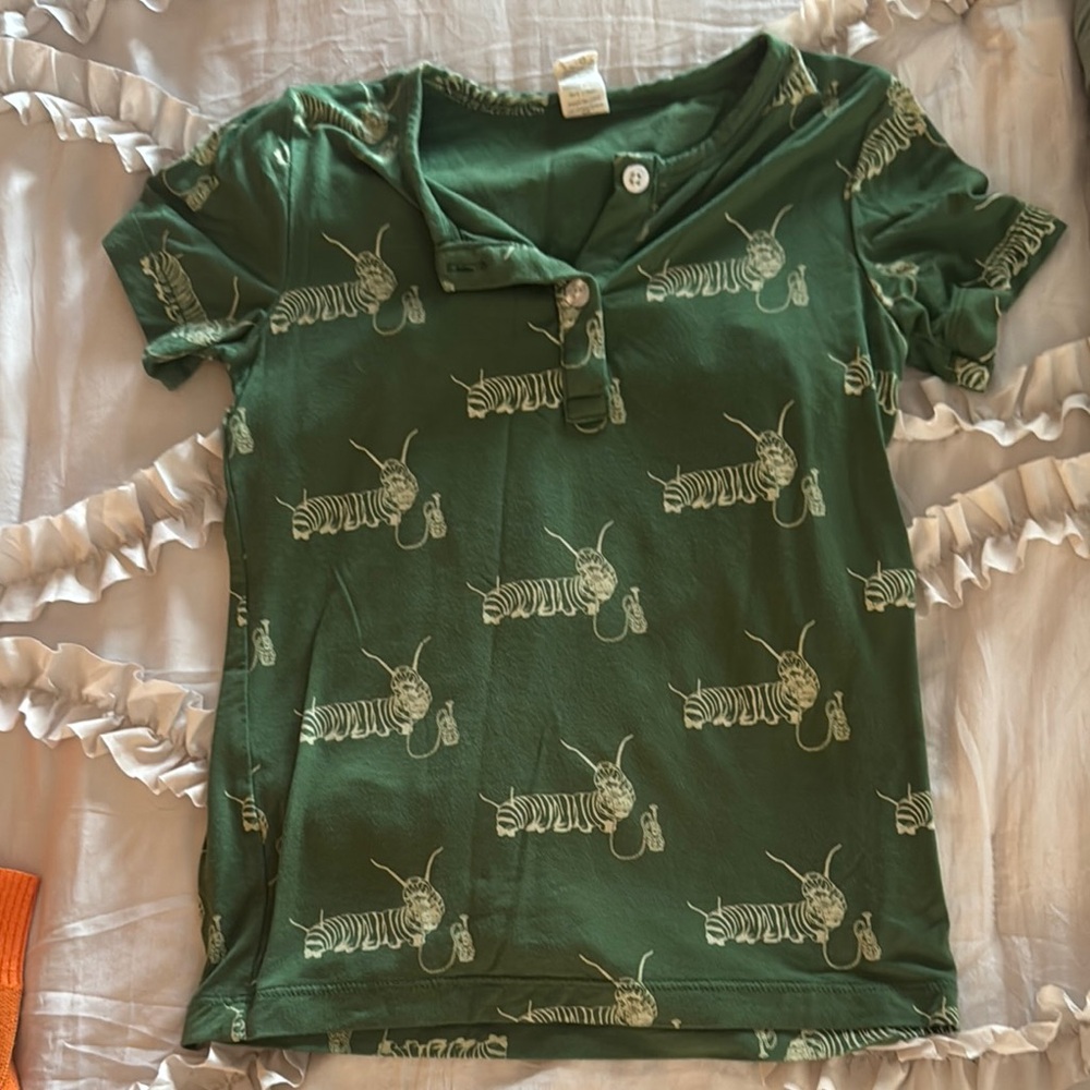 Green Kids Shirt with Zebra Print